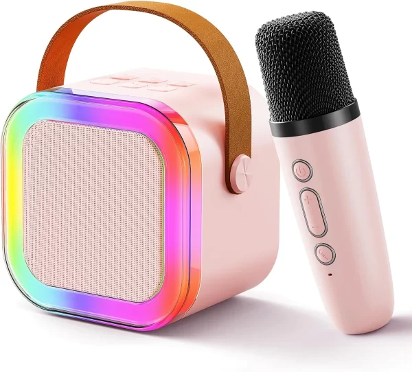 Mini Portable Karaoke Speaker with RGB Lights & 1 wireless Mic - Upto 5 Hrs. Play Time