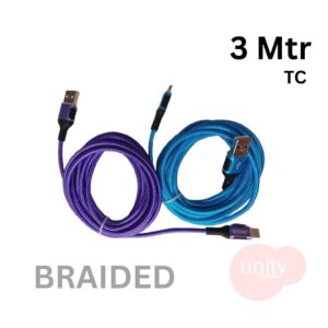 3 Mtr Long TC Charging Cable - Braided (Box Packing)